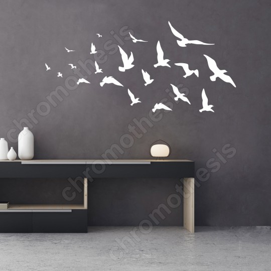 Αυτοκόλλητο τοίχου - Σμήνος πουλιών 127948