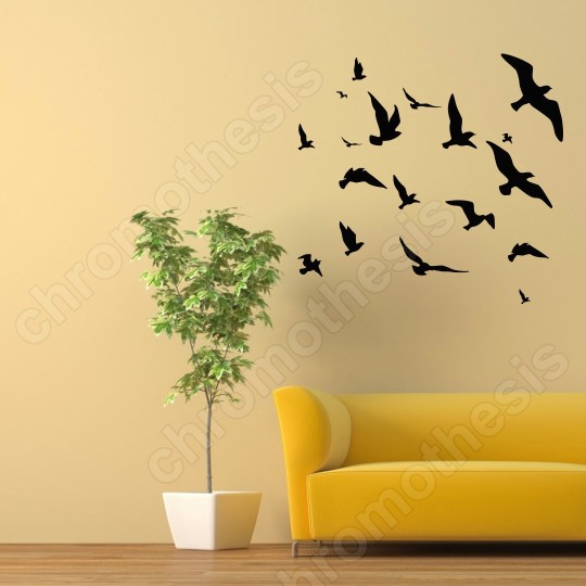 Αυτοκόλλητο τοίχου - Σμήνος πουλιών 127948-0