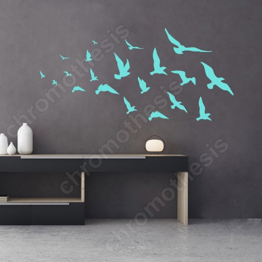Αυτοκόλλητο τοίχου - Σμήνος πουλιών 127948-2