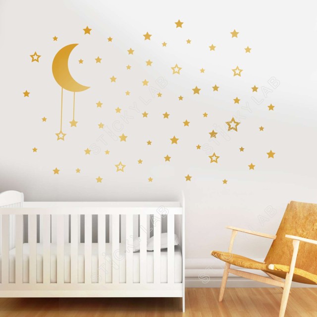 Αυτοκόλλητο τοίχου Golden Moon Stars 130002