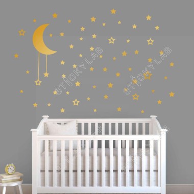 Αυτοκόλλητο τοίχου Golden Moon Stars 130002 2