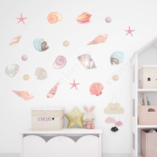 Pastel Watercolor Seashells 127911