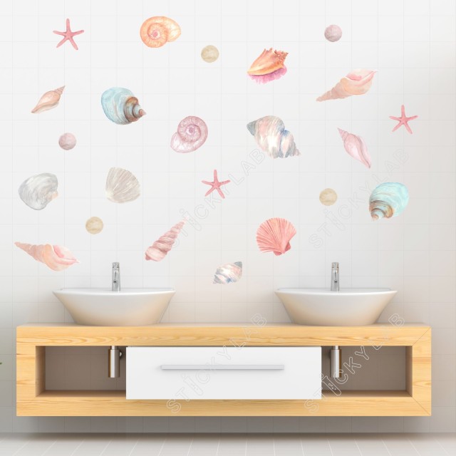 Pastel Watercolor Seashells 127911-1