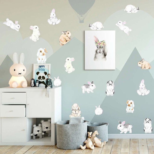 Αυτοκόλλητα τοίχου - Χαριτωμένα κουνελάκια 1278801-1