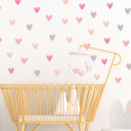 Αυτοκόλλητο τοίχου Watercolor hearts 1279891