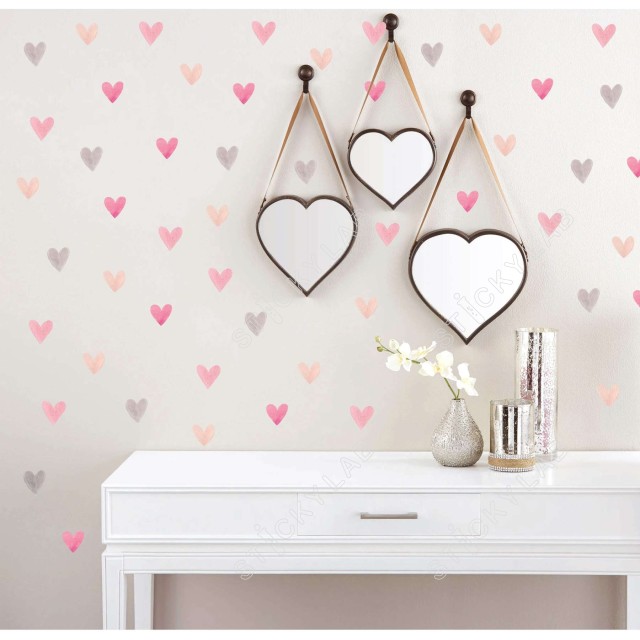 Αυτοκόλλητο τοίχου Watercolor hearts 1279892