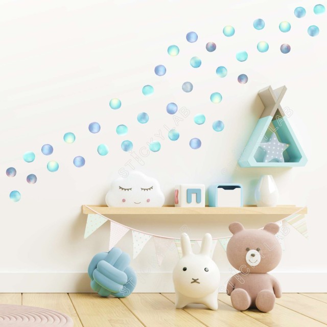 Αυτοκόλλητο τοίχου Pastel Watercolor Dots (64 τεμ) 1279016-1