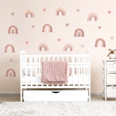 Αυτοκόλλητο τοίχου Watercolor Boho Rainbows 1278992