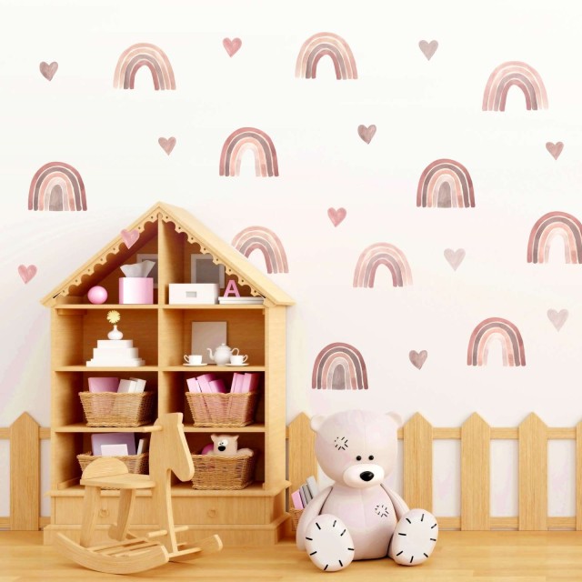 Αυτοκόλλητο τοίχου Watercolor Boho Rainbows 1278992-1