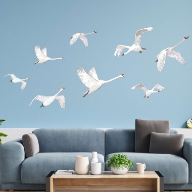 Αυτοκόλλητο τοίχου - Σμήνος κύκνων 124955 2