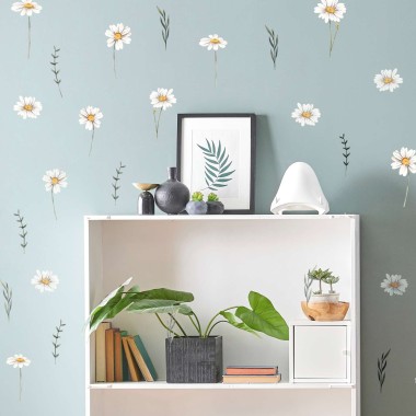 Αυτοκόλλητο τοίχου Watercolor daisies (24 τεμ) 1279023