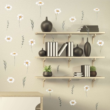 Αυτοκόλλητο τοίχου Watercolor daisies (24 τεμ) 1279023 2