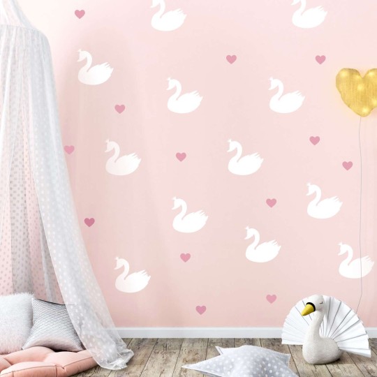 Αυτοκόλλητα τοίχου - White swans 1279336 (14 τεμ)