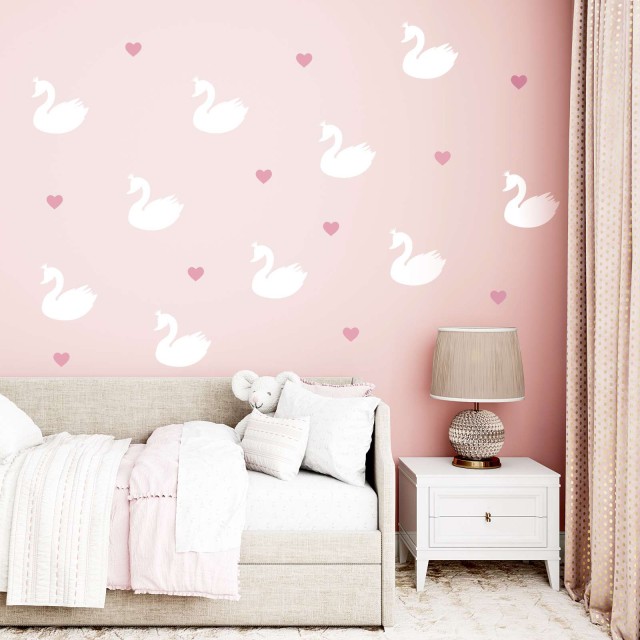 Αυτοκόλλητα τοίχου - White swans 1279336 (14 τεμ)-2