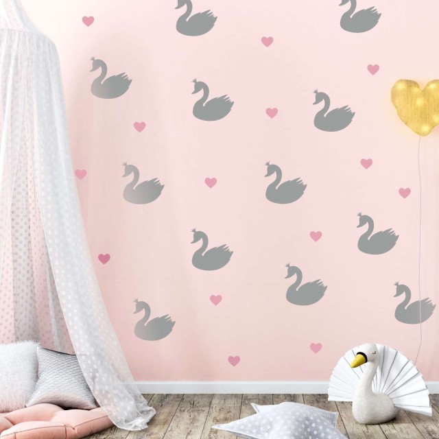 Αυτοκόλλητα τοίχου - White swans 1279336 (14 τεμ)-3