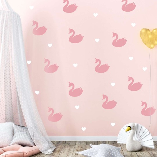Αυτοκόλλητα τοίχου - White swans 1279336 (14 τεμ)-4