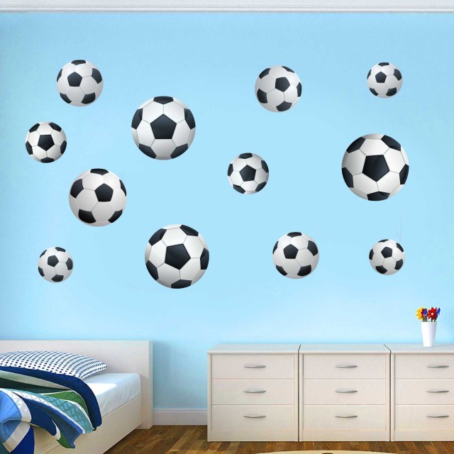Αυτοκόλλητο τοίχου 3D μπάλες ποδοσφαίρου 128113