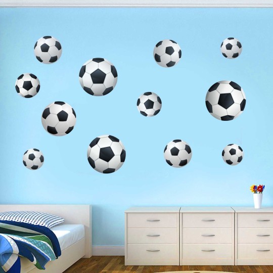 Αυτοκόλλητο τοίχου 3D μπάλες ποδοσφαίρου 128113
