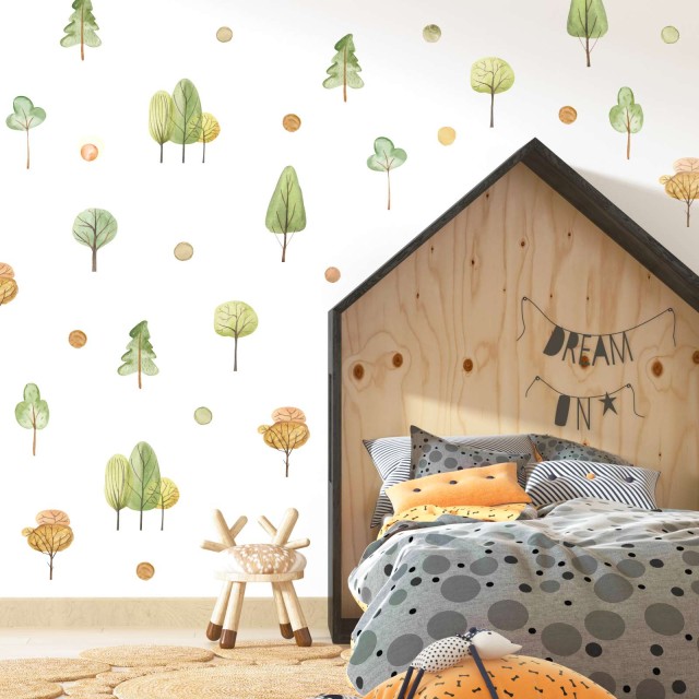 Αυτοκόλλητο τοίχου Trees pattern (30 τεμ) 1278996-1