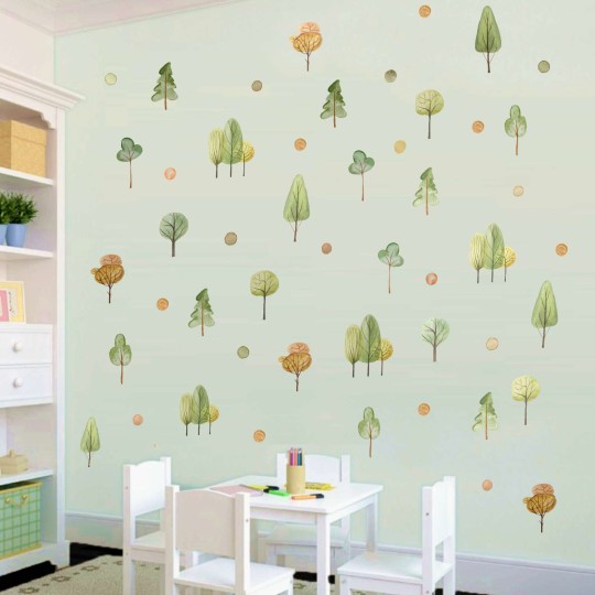 Αυτοκόλλητο τοίχου Trees pattern (30 τεμ) 1278996-2