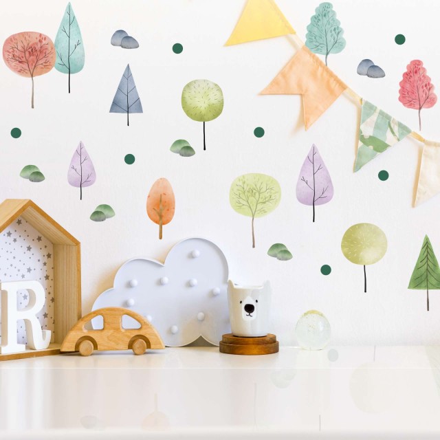 Αυτοκόλλητο τοίχου Trees pattern (30 τεμ) 1278997