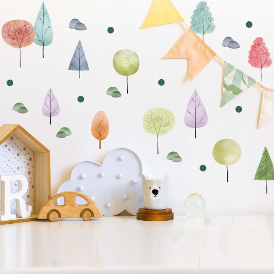 Αυτοκόλλητο τοίχου Trees pattern (30 τεμ) 1278997