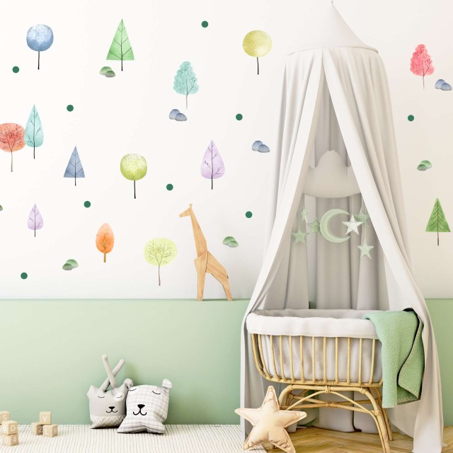 Αυτοκόλλητο τοίχου Trees pattern (30 τεμ) 1278997-1
