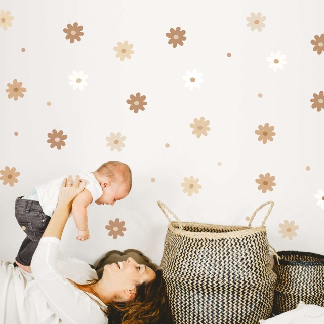 Αυτοκόλλητο τοίχου Boho daisies (24 τεμ) 1278987-2