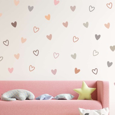 Αυτοκόλλητο τοίχου Boho Minimal hearts 1278986