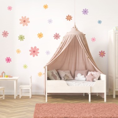 Αυτοκόλλητα τοίχου Πολύχρωμες μαργαρίτες (18 τεμ) 1278822