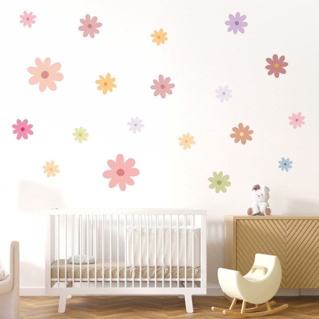 Αυτοκόλλητα τοίχου Πολύχρωμες μαργαρίτες (18 τεμ) 1278822-0