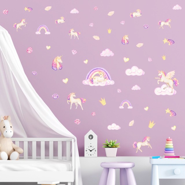 Παιδικά Αυτοκόλλητα τοίχου Pastel Unicorns (50 τεμ) 1278768