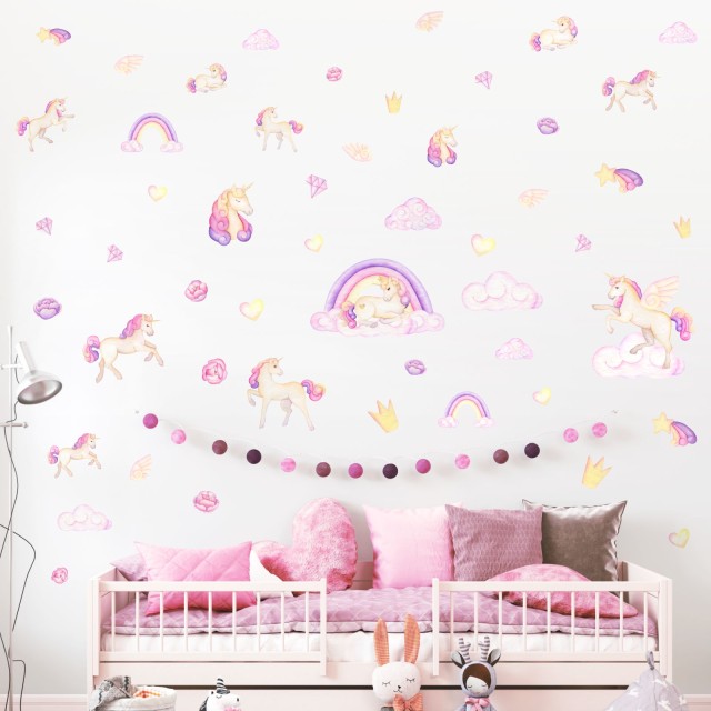 Παιδικά Αυτοκόλλητα τοίχου Pastel Unicorns (50 τεμ) 1278768
