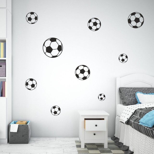 Αυτοκόλλητο τοίχου μπάλες ποδοσφαίρου (9 τεμ) 128016