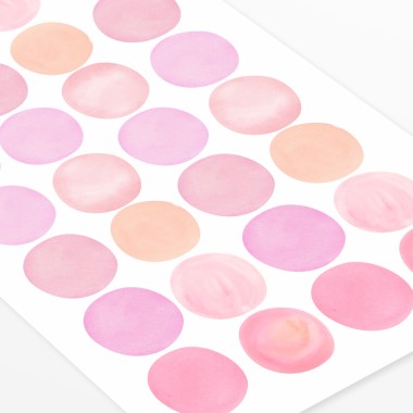Παιδικά Αυτοκόλλητα τοίχου Watercolor Ροζ βούλες 2
