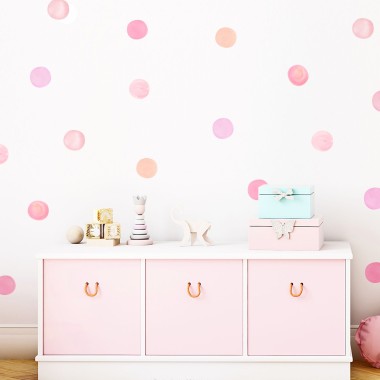 Παιδικά Αυτοκόλλητα τοίχου Watercolor Ροζ βούλες