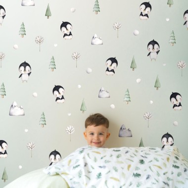 Παιδικό σετ αυτοκολλητα τοίχου - Πιγκουινάκια (70 ΤΕΜ) 447009