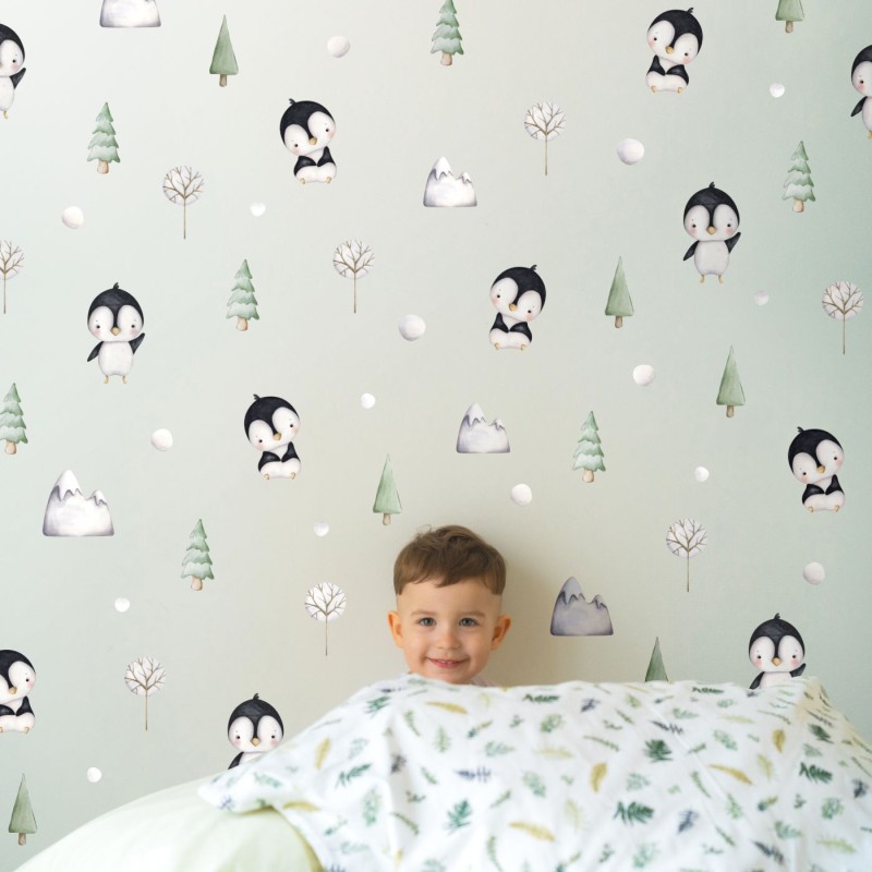 Παιδικό σετ αυτοκολλητα τοίχου - Πιγκουινάκια (70 ΤΕΜ) 447009